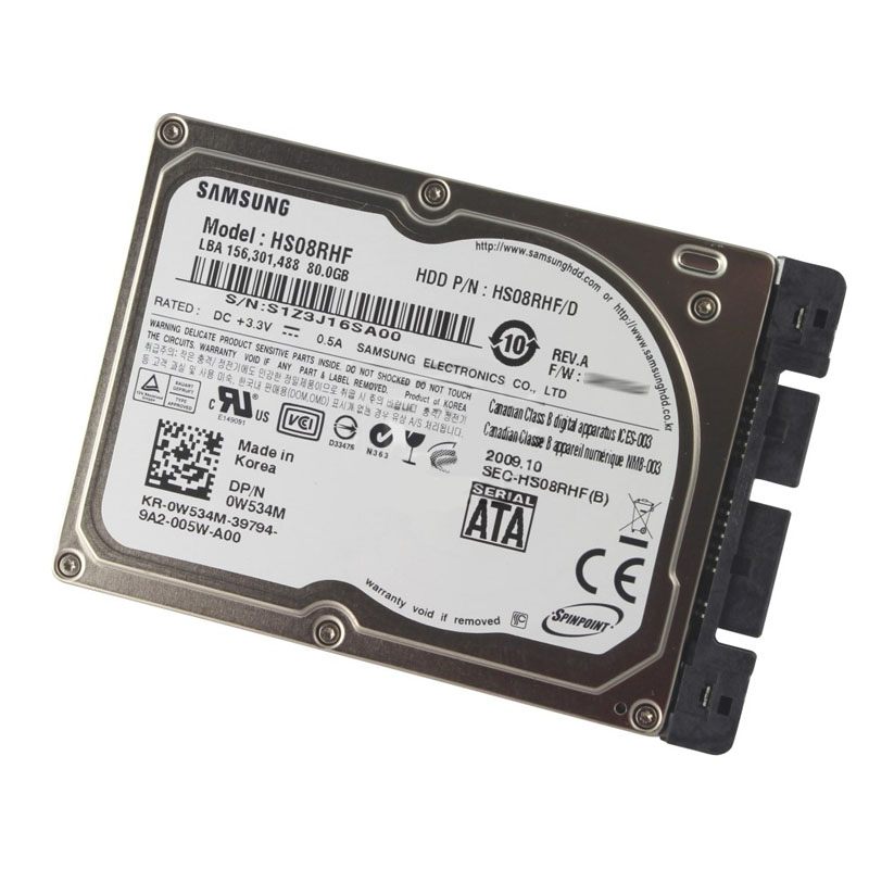 Dell 0W534M - 80GB 3.6K SATA 3.0Gbps 1.8" 16MB Cache Hard Drive
