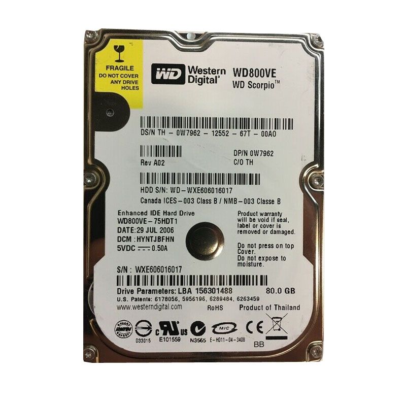 Dell 0W7962 - 80GB 5.4K IDE 2.5" Hard Drive