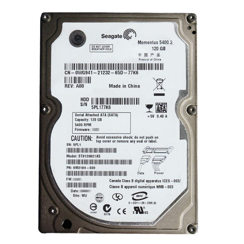 0WG941.jpg Dell 0WG941 - 120GB 5.4K SATA 2.5" 8MB Cache Hard Drive - Image 1