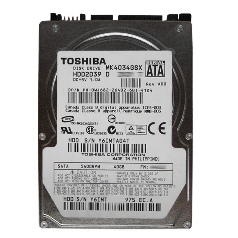 Dell 0WJ682 - 40GB 5.4K SATA 2.5" Hard Drive
