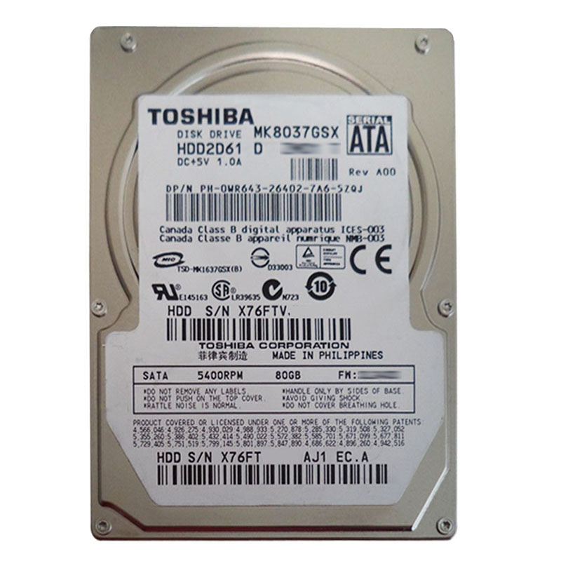 0WR643.jpg Dell 0WR643 - 80GB 5.4K SATA 2.5" Hard Drive - Image 1