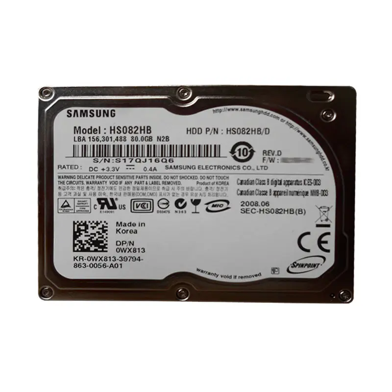 0WX813.jpg Dell 0WX813 - 80GB 4.2K IDE 1.8" Hard Drive - Image 1