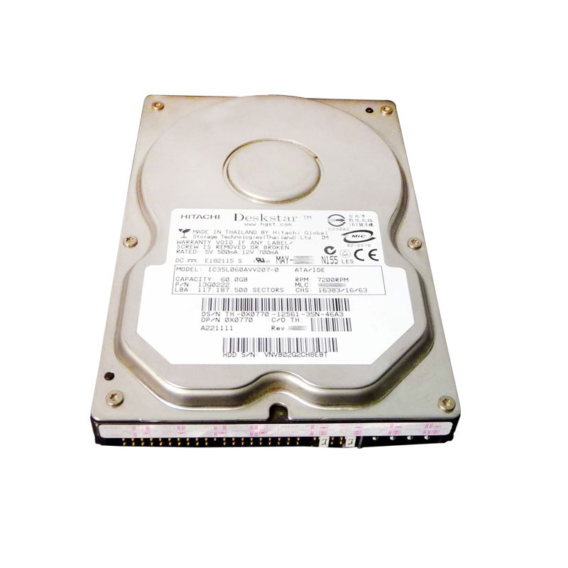 0X0770.jpg Dell 0X0770 - 60GB 7.2K IDE 3.5" Hard Drive - Image 1