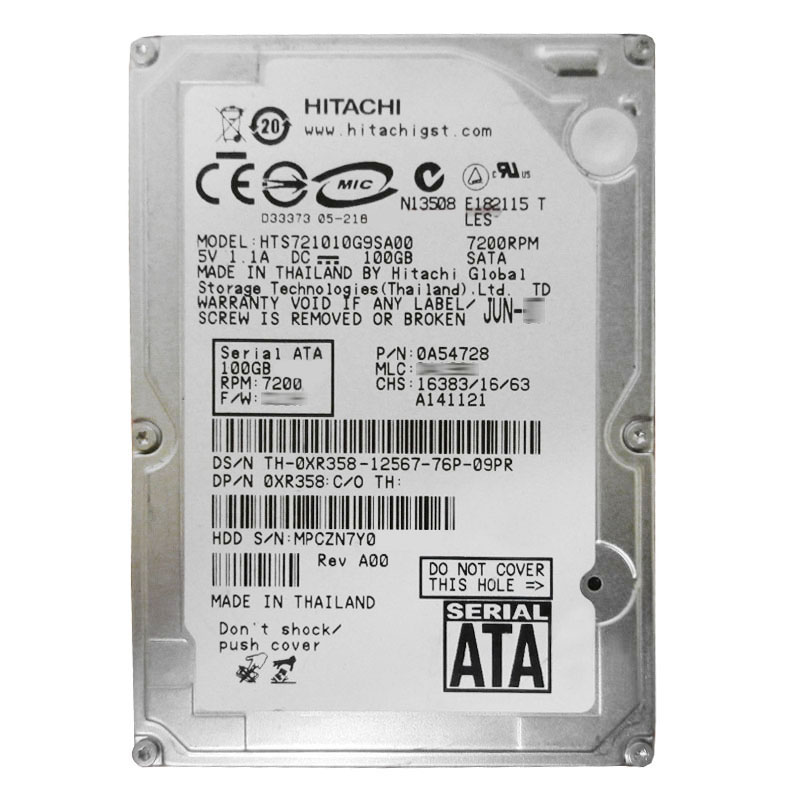 Dell 0XR358 - 100GB 7.2K SATA 2.5" Hard Drive