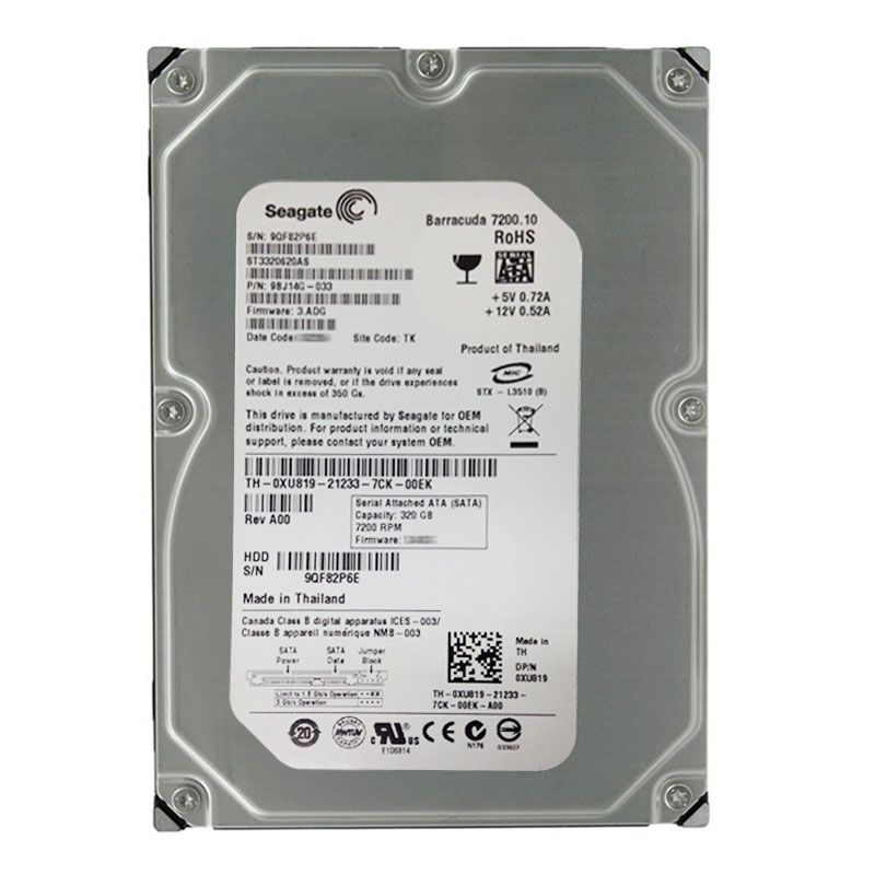 Dell 0XU819 - 320GB 7.2K SATA 3.0Gbps 3.5" 16MB Cache Hard Drive