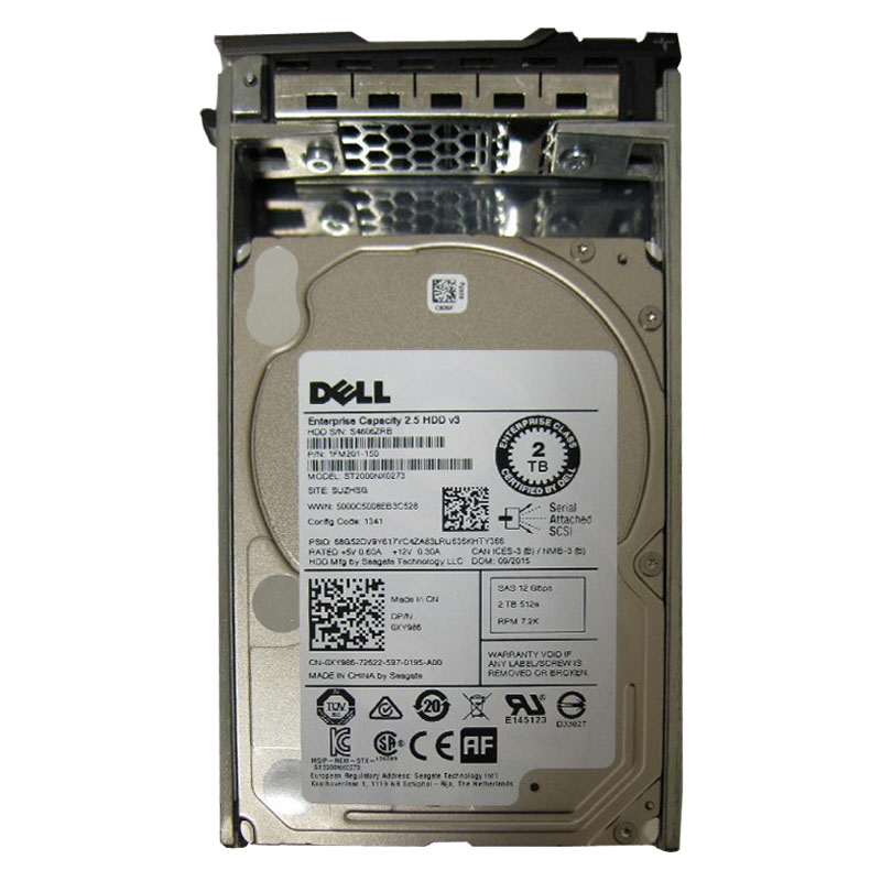 0XY986.jpg Dell 0XY986 - 2TB 7.2K SAS 12.0Gbps 2.5" 128MB Cache Hard Drive - Image 1