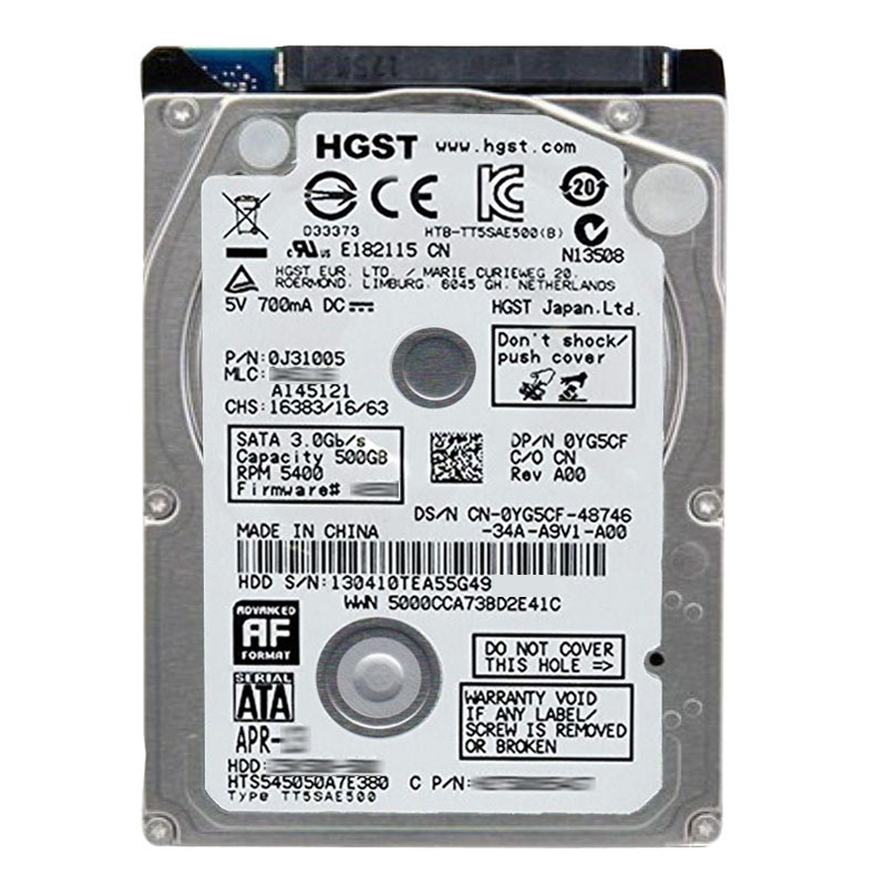 Dell 0YG5CF - 500GB 5.4K SATA 2.5" Hard Drive