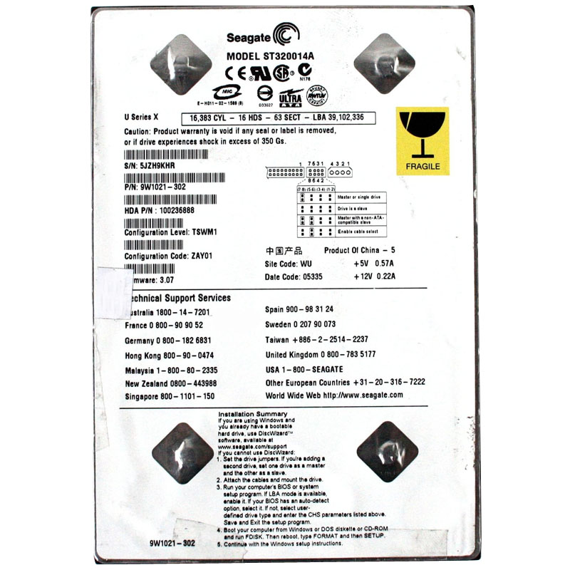 Seagate 100236888 - 20GB IDE 3.5" Hard Drive