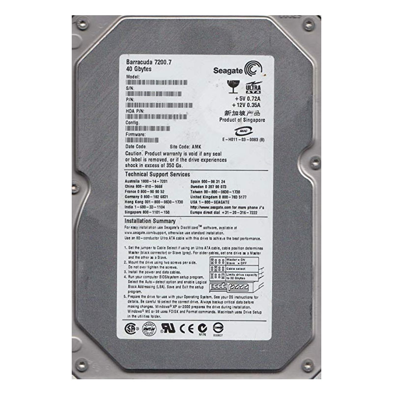 Seagate 100278282 - 40GB 7.2K 3.5" Hard Drive