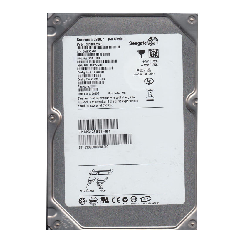 100355440 Seagate - 160GB 7.2K SATA 3.5" Hard Drive