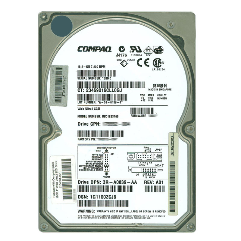 HP-Compaq 104664-001 - 18.2GB 7.2K 68-PIN Ultra2-Wide SCSI 3.5" Hard Drive