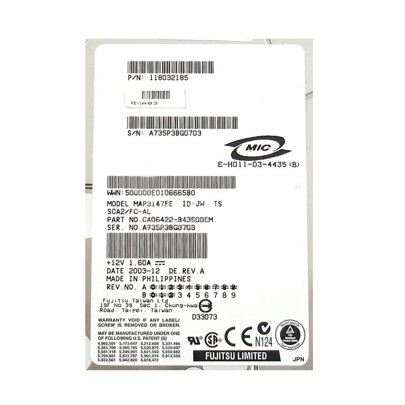 118032185 Fujitsu - 146GB 10K Fibre Channel Hard Drive