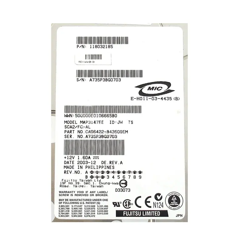 118032185.jpg 118032185 Fujitsu - 146GB 10K Fibre Channel Hard Drive - Image 1