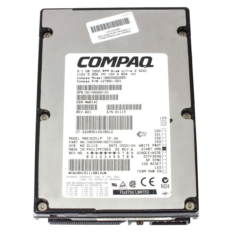 HP-Compaq 127891-001 - 9.1GB 7.2K 68-PIN Ultra2-Wide SCSI 3.5" Hard Drive