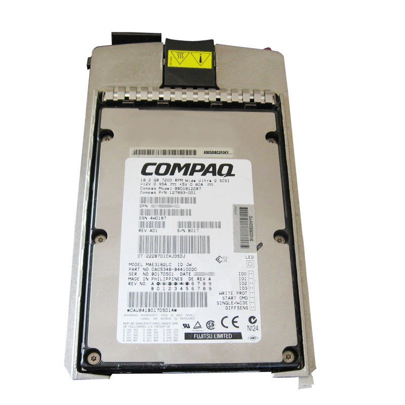 127893-001.jpg HP-Compaq 127893-001 - 18.2GB 7.2K 80-PIN SCSI 3.5" Hard Drive - Image 1