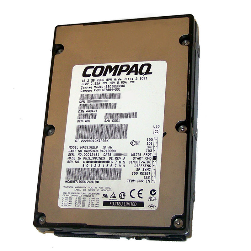 HP-Compaq 127894-001 - 18.2GB 7.2K 68-PIN Ultra2-SCSI 3.5" Hard Drive