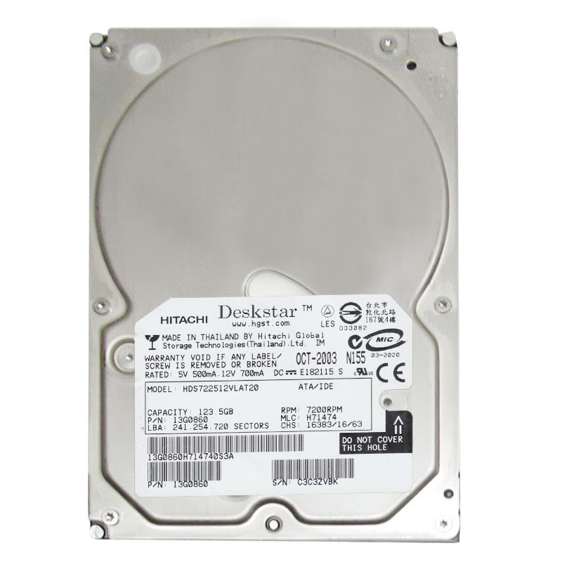 Hitachi 13G0860 - 123.5GB 7.2K IDE 3.5Inch 2MB Cache Hard Drive