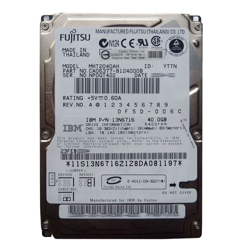 IBM 13N6716 - 40GB 5.4K IDE 2.5" 8MB Cache Hard Drive