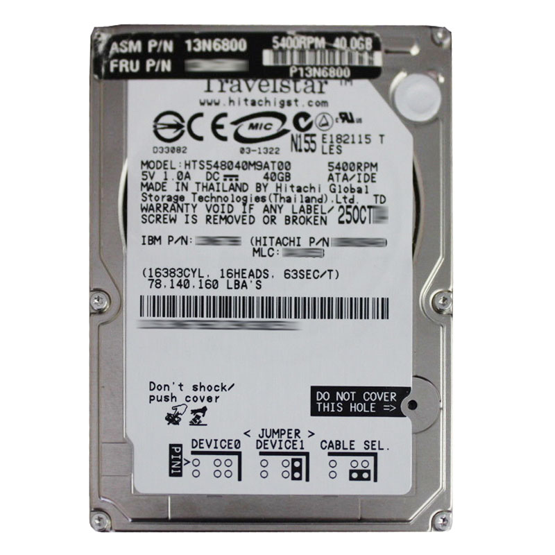 IBM 13N6800 - 40GB 5.4K IDE 2.5" Hard Drive