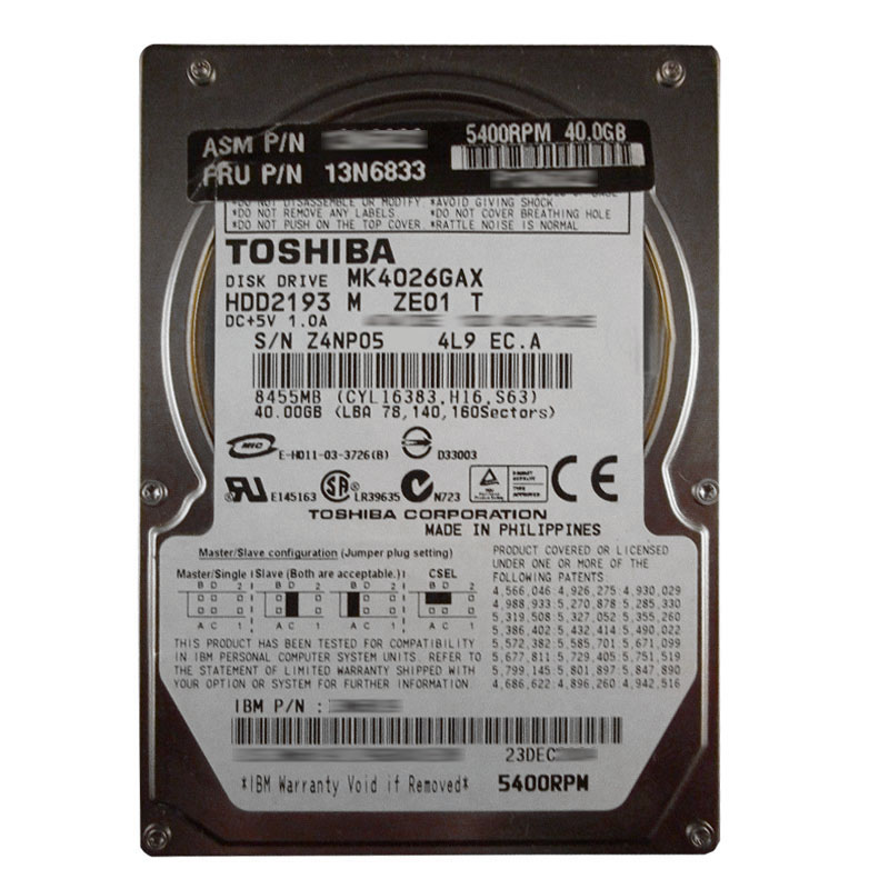IBM 13N6833 - 40GB 5.4K IDE 2.5" 16MB Cache Hard Drive