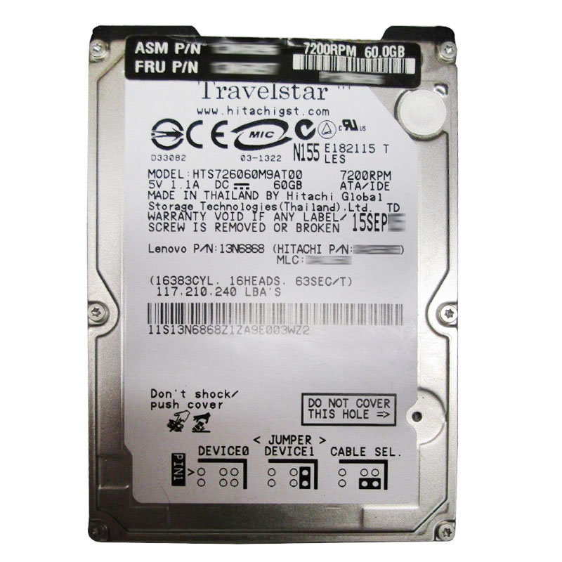 Lenovo 13N6868 - 60GB 7.2K IDE 2.5" Hard Drive