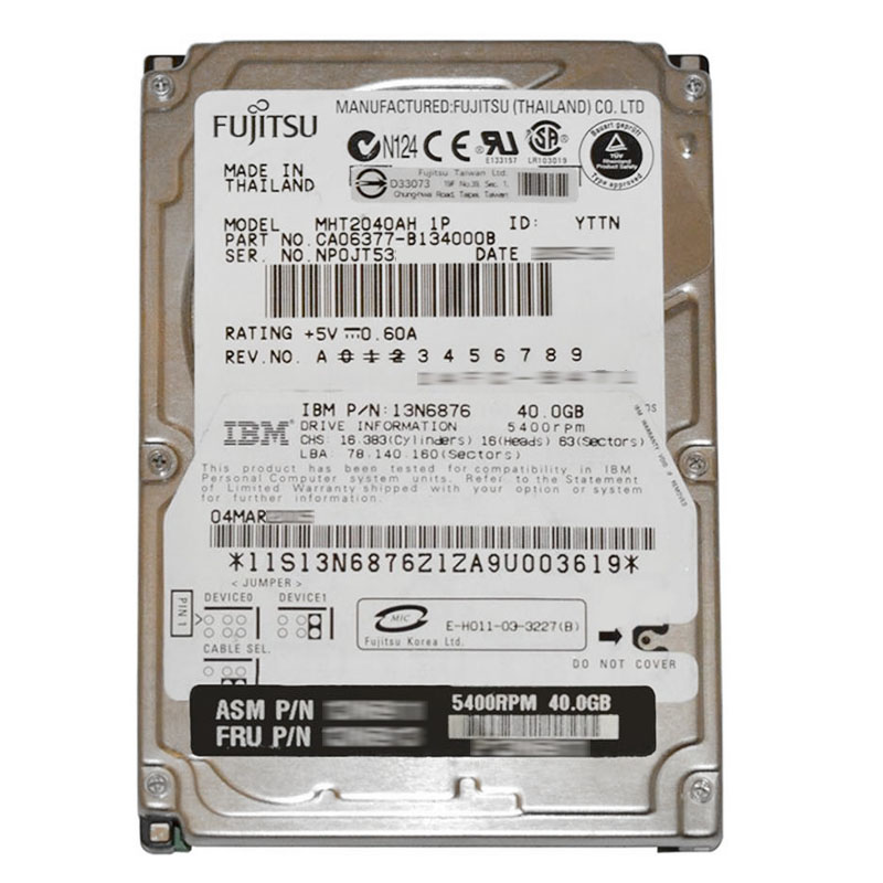IBM 13N6876 - 40GB 5.4K IDE 2.5" Hard Drive