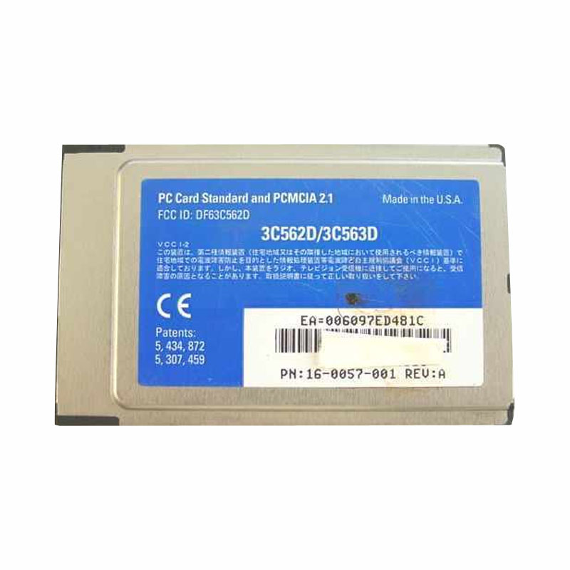 16-0057-001.jpg 3Com 16-0057-001 - Etherlink III LAN+33.6 Modem Pc Card - Image 1