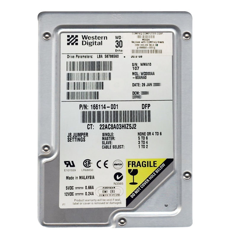 HP 166114-001 - 30GB 5.4K IDE 3.5" Hard Drive