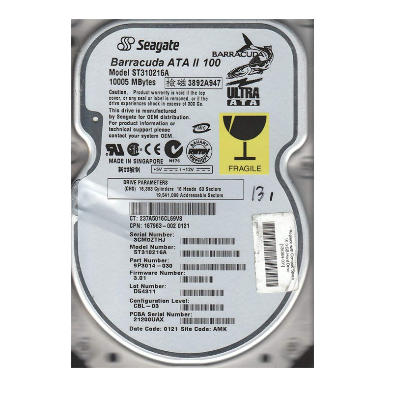 HP 167963-002 - Barracuda 10GB ATA-II 100 Hard Drive