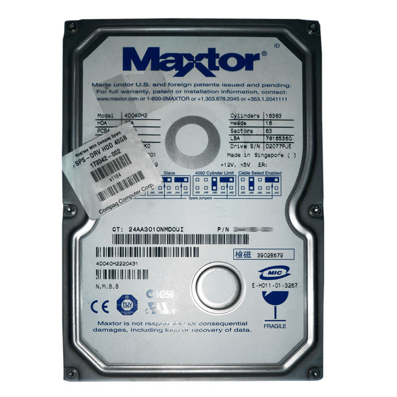 HP 173342-002 - 40GB 5.4K IDE 3.5" Hard Drive