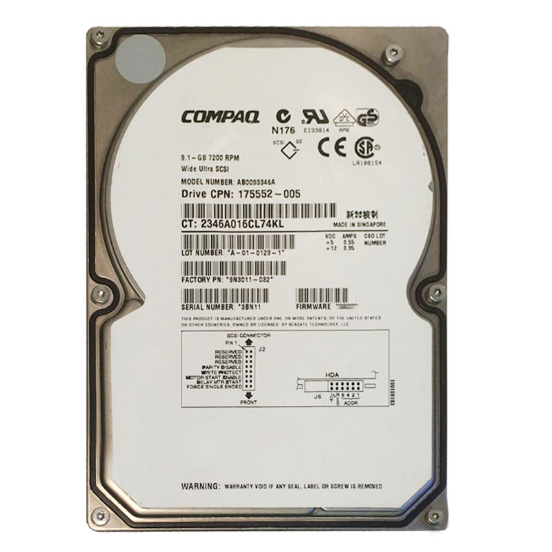 HP-Compaq 175552-005 - 9.1GB 7.2K 80-PIN SCSI 3.5" Hard Drive