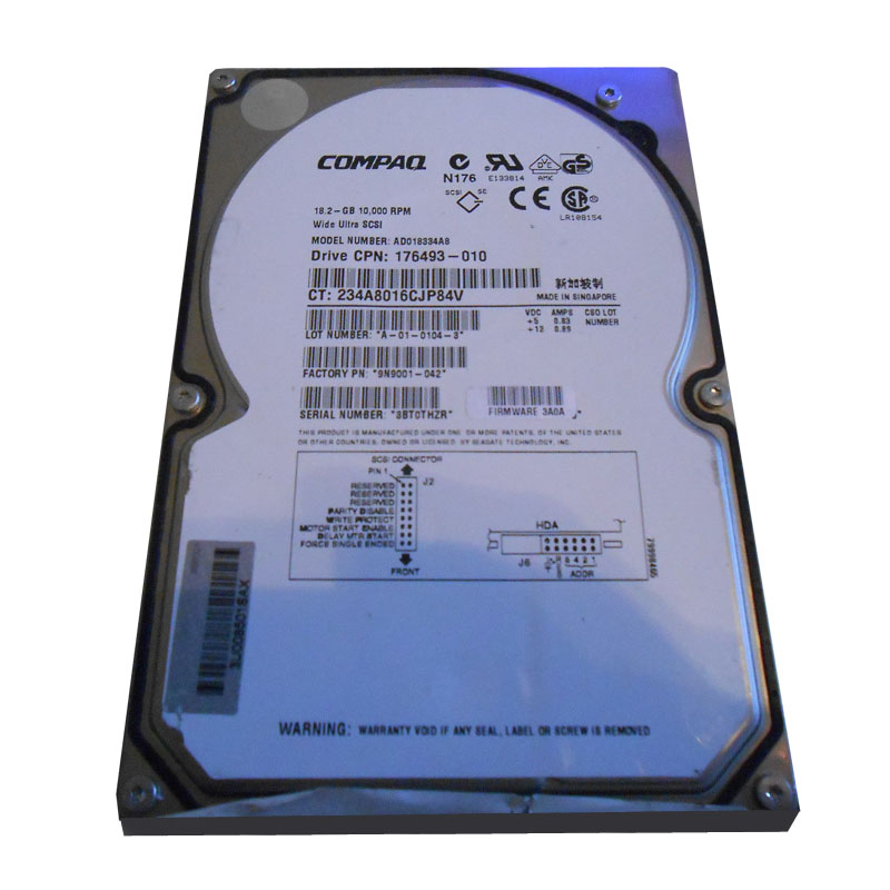 HP 176493-010 - 18.2GB 10000RPM Ultra WIDE 80-Pins SCSI 3.5Inch Hard Drive