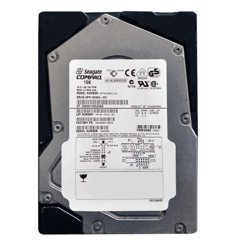 180334-001.jpg HP-Compaq 180334-001 - 18.2GB 15K 68-PIN SCSI 3.5" Hard Drive - Image 1
