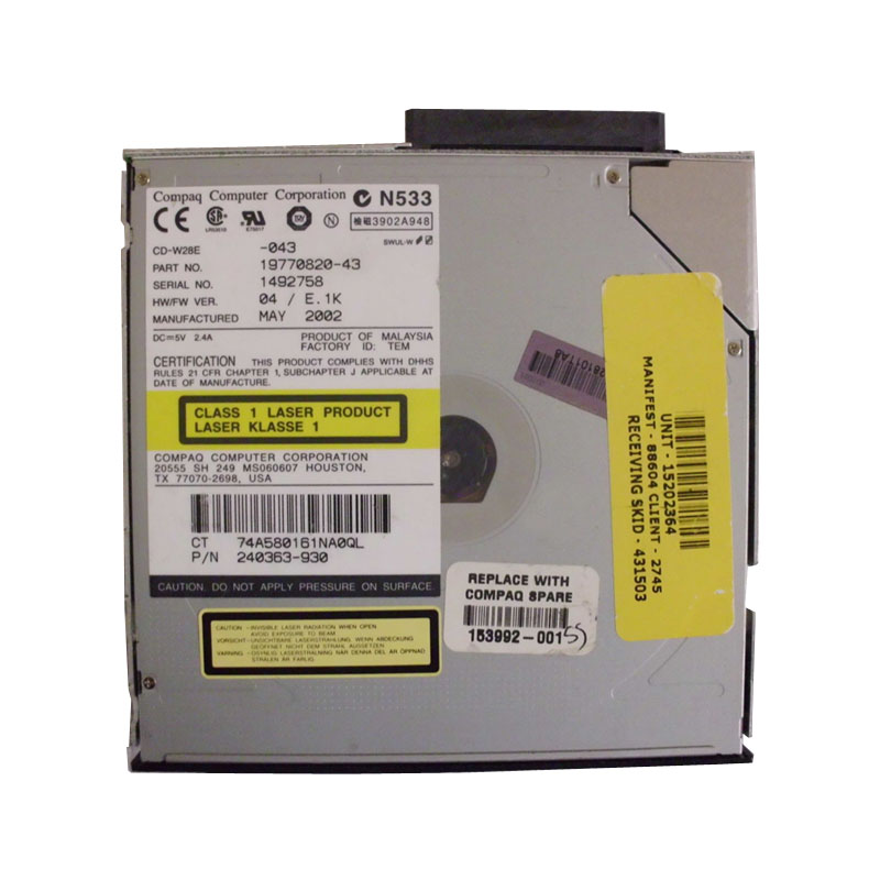 HP 19770820-43 - 16x8x24 IDE-ATAPI CD-RW Slimline Drive