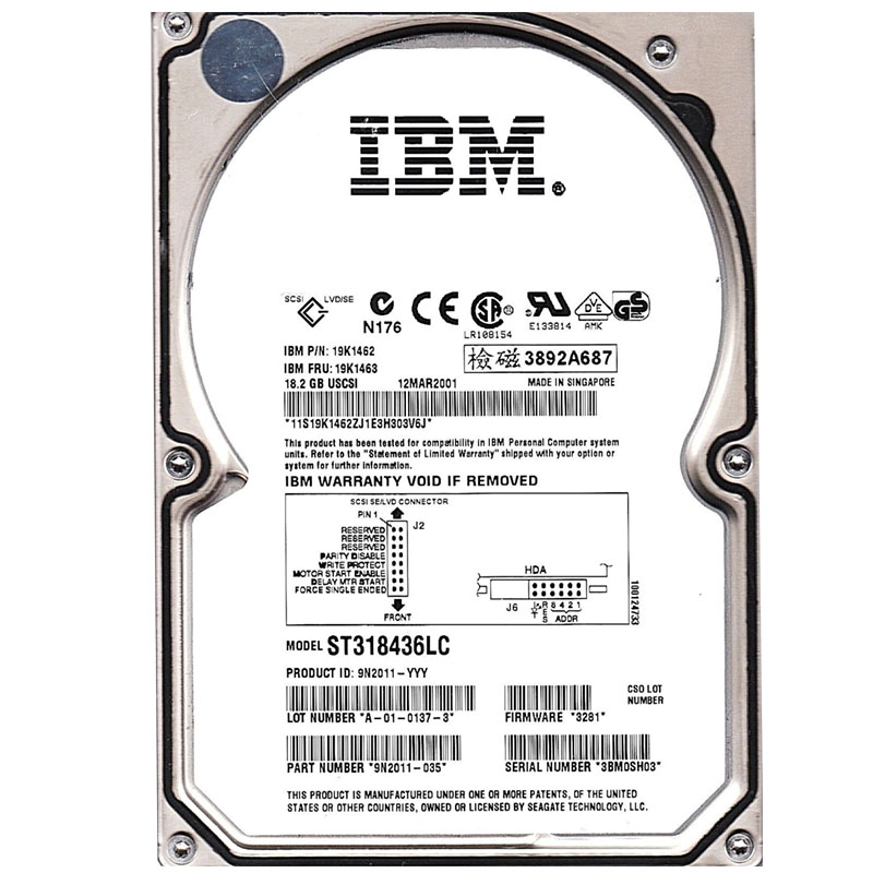 IBM 19K1462 - 18GB 7200RPM 80-Pin U160 SCSI Hard Drive