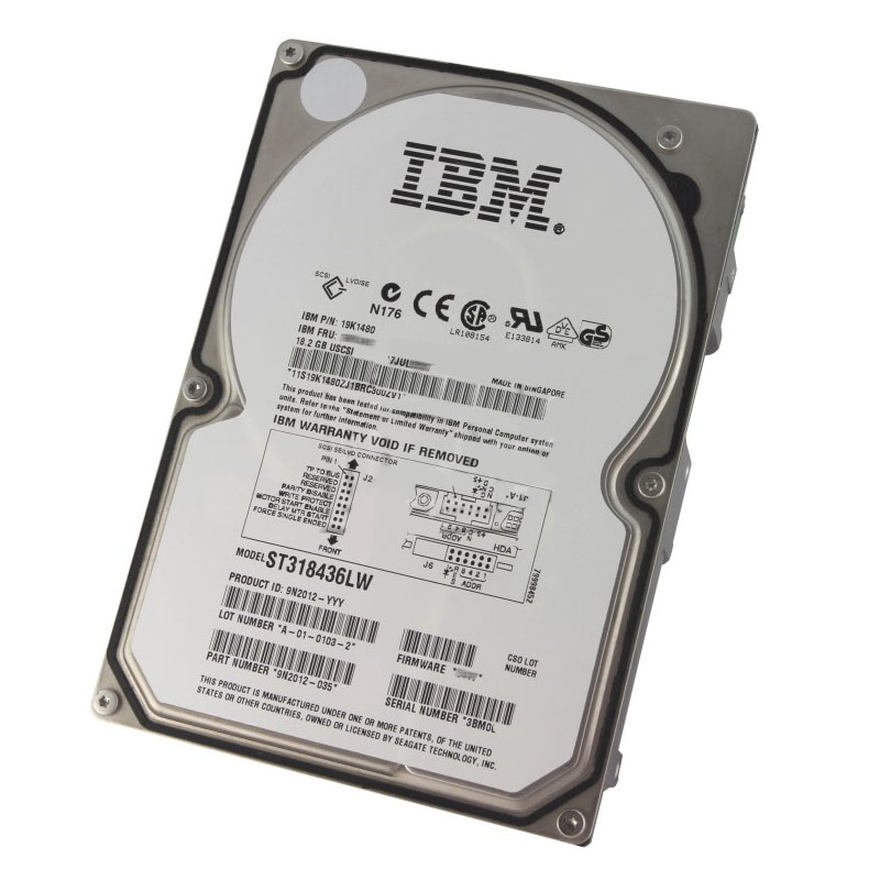 19K1480.jpg IBM 19K1480 - 18GB 7.2K 68-PIN SCSI 3.5" Hard Drive - Image 1