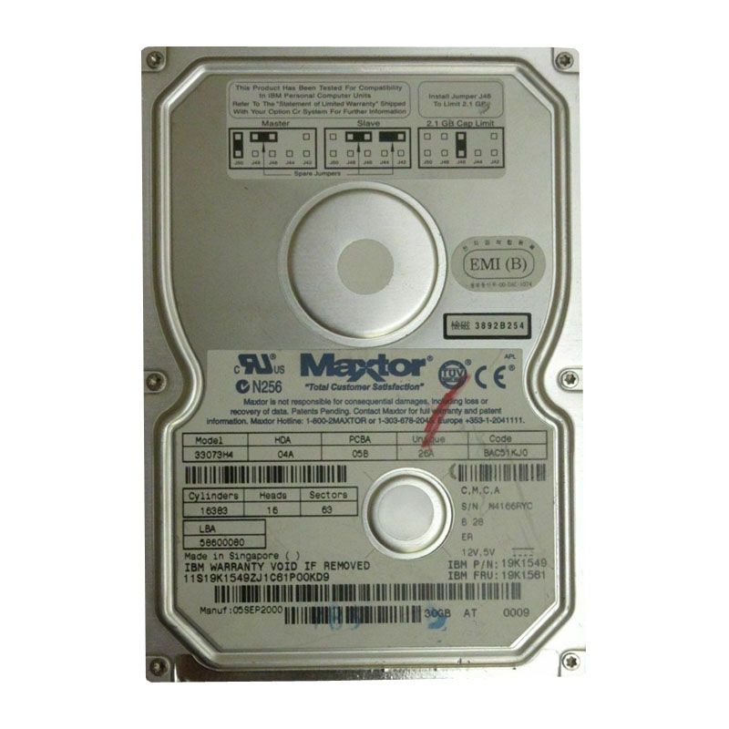 19K1561.jpg IBM 19K1561 - 30GB 5.4K 3.5" Hard Drive - Image 1