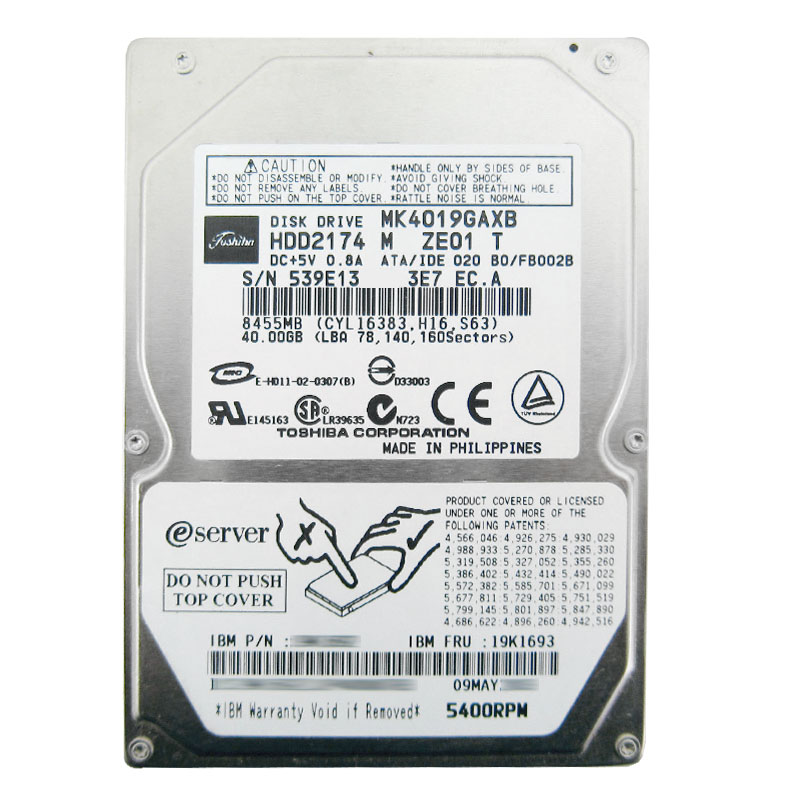 IBM 19K1693 - 40GB 5.4K IDE 2.5" Hard Drive