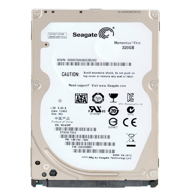 1AE142-500.jpg Seagate 1AE142-500 - 320GB 5.4K SATA 3.0Gbps 2.5" 8MB Cache Hard Drive - Image 1