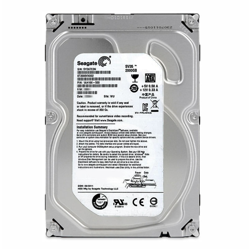 Seagate 1AH166-500 - 2TB 7.2K SATA 6.0Gbps 3.5" 64MB Cache Hard Drive