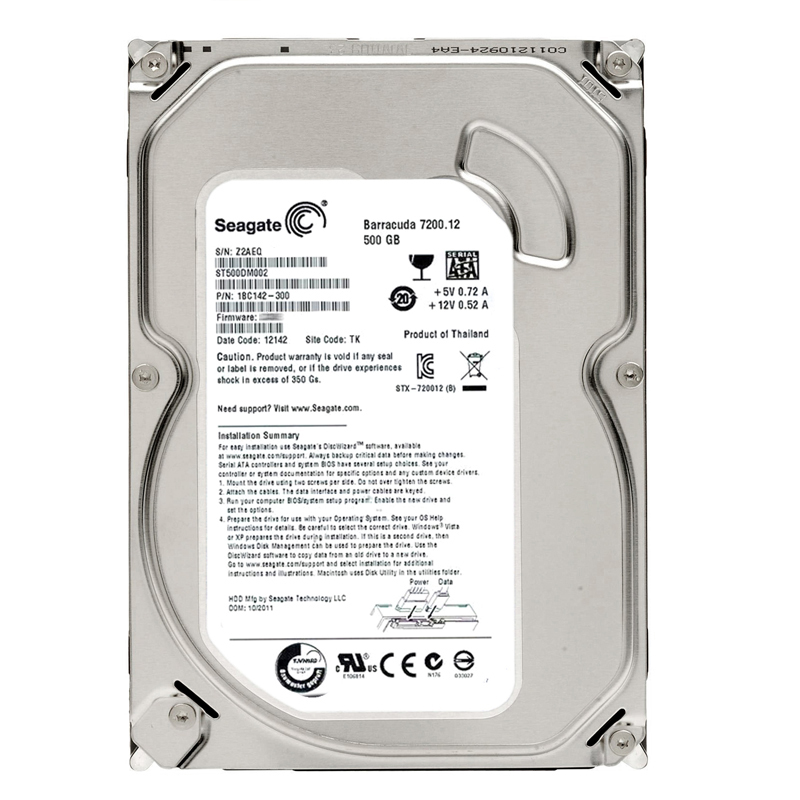 Seagate 1BC142-300 - 500GB 7.2K SATA 6.0Gbps 3.5" 16MB Cache Hard Drive