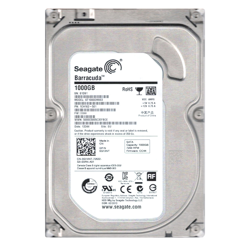 Seagate 1CH162-501 - 1TB 7.2K SATA 6.0Gbps 3.5" 64MB Cache Hard Drive