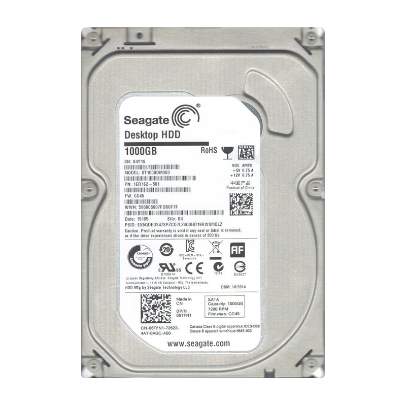 Seagate 1ER162-501 - 1TB 7.2K SATA 6.0Gbps 3.5" 64MB Cache Hard Drive