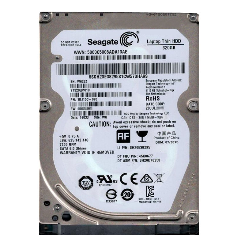 Seagate 1KJ15C-070 - 320GB 7.2K SATA 6.0Gbps 2.5" 32MB Cache Hard Drive
