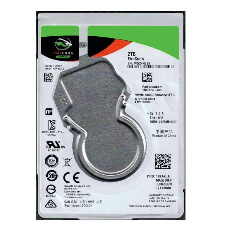 Seagate 1RG174-500 - 2TB 5.4K SATA 6.0Gbps 2.5" 128MB Cache Hard Drive
