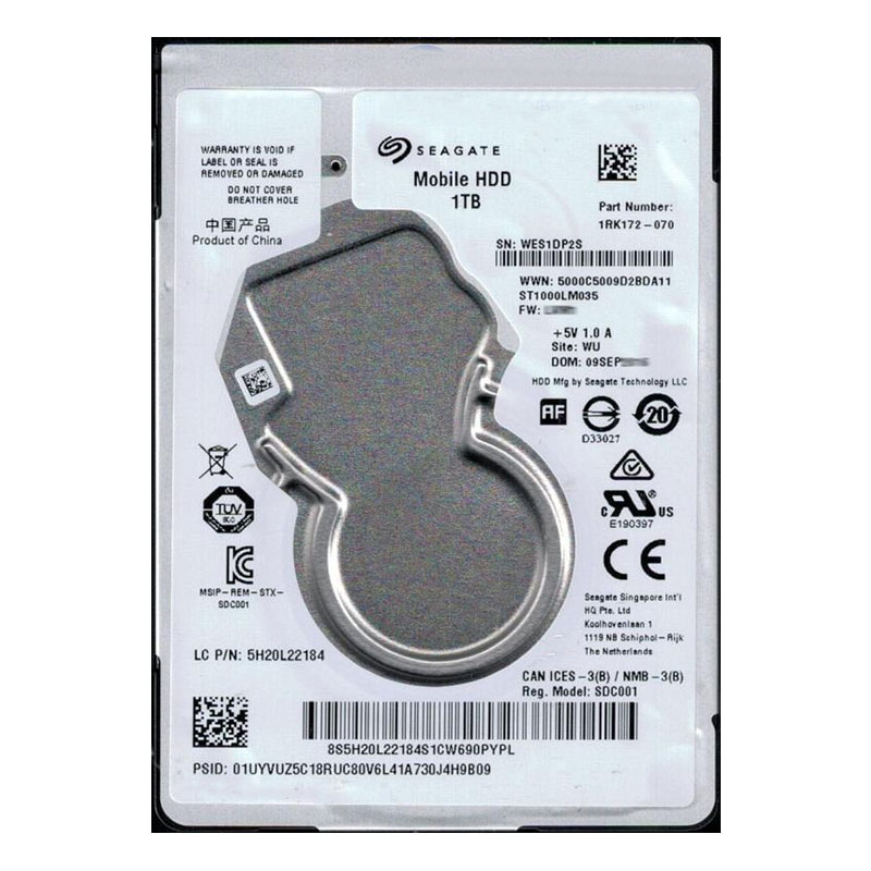 1RK172-070.jpg Seagate 1RK172-070 - 1TB 5.4K SATA 6.0Gbps 2.5" 128MB Cache Hard Drive - Image 1