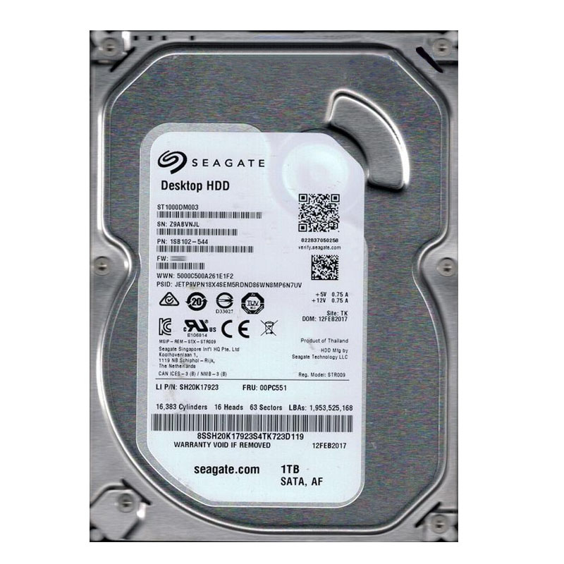 Seagate 1SB102-544 - 1TB  7.2K SATA 6.0Gbps 3.5" 64MB Cache Hard Drive