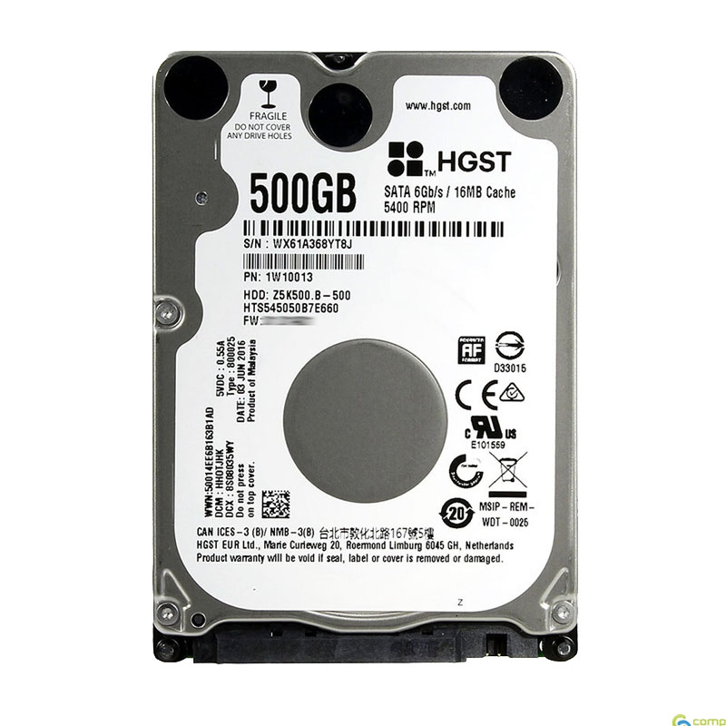 1W10013 Hitachi - 500GB 5.4K SATA 2.5" 16MB Hard Drive