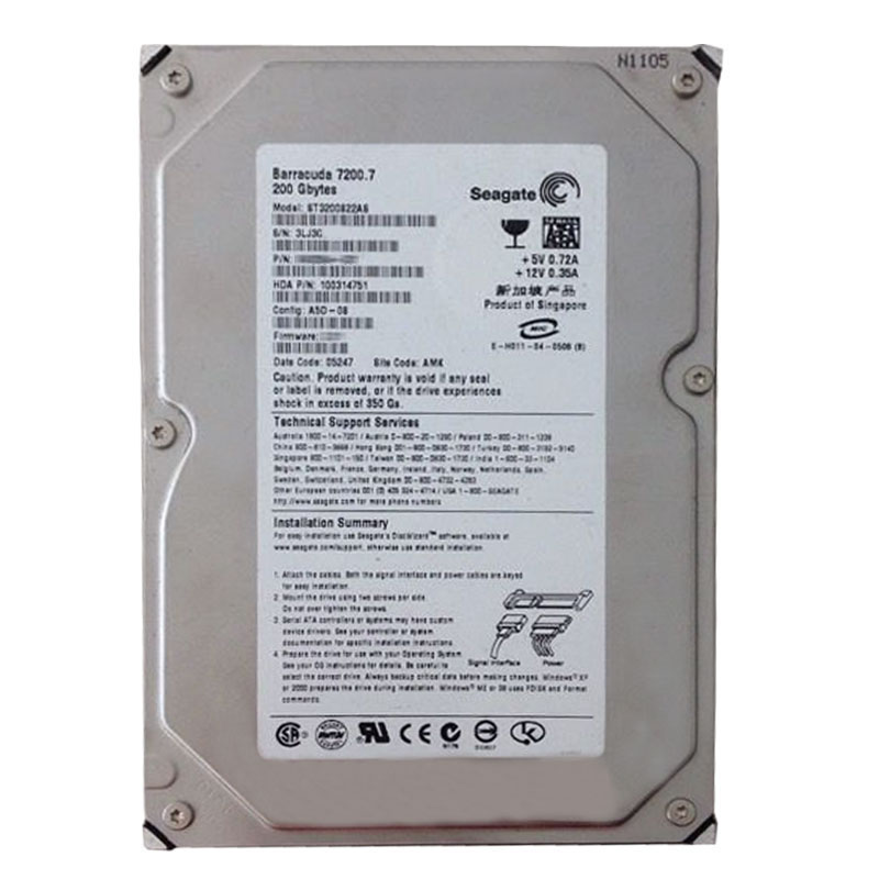 Seagate - 200GB 7.2K SATA 1.5Gbps 3.5" 8MB Cache Hard Drive - ST3200822AS