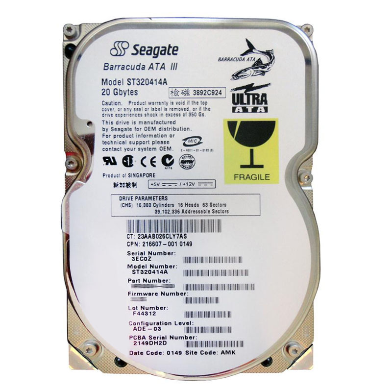 Seagate - 20GB 7.2K Ultra-ATA/100 3.5" 2MB Cache Hard Drive - ST320414A